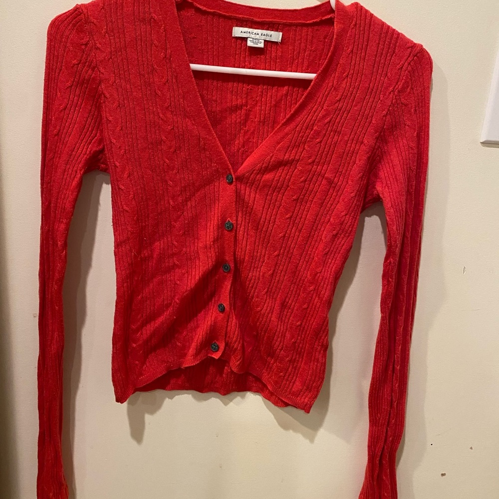 Long sleeve red knit top